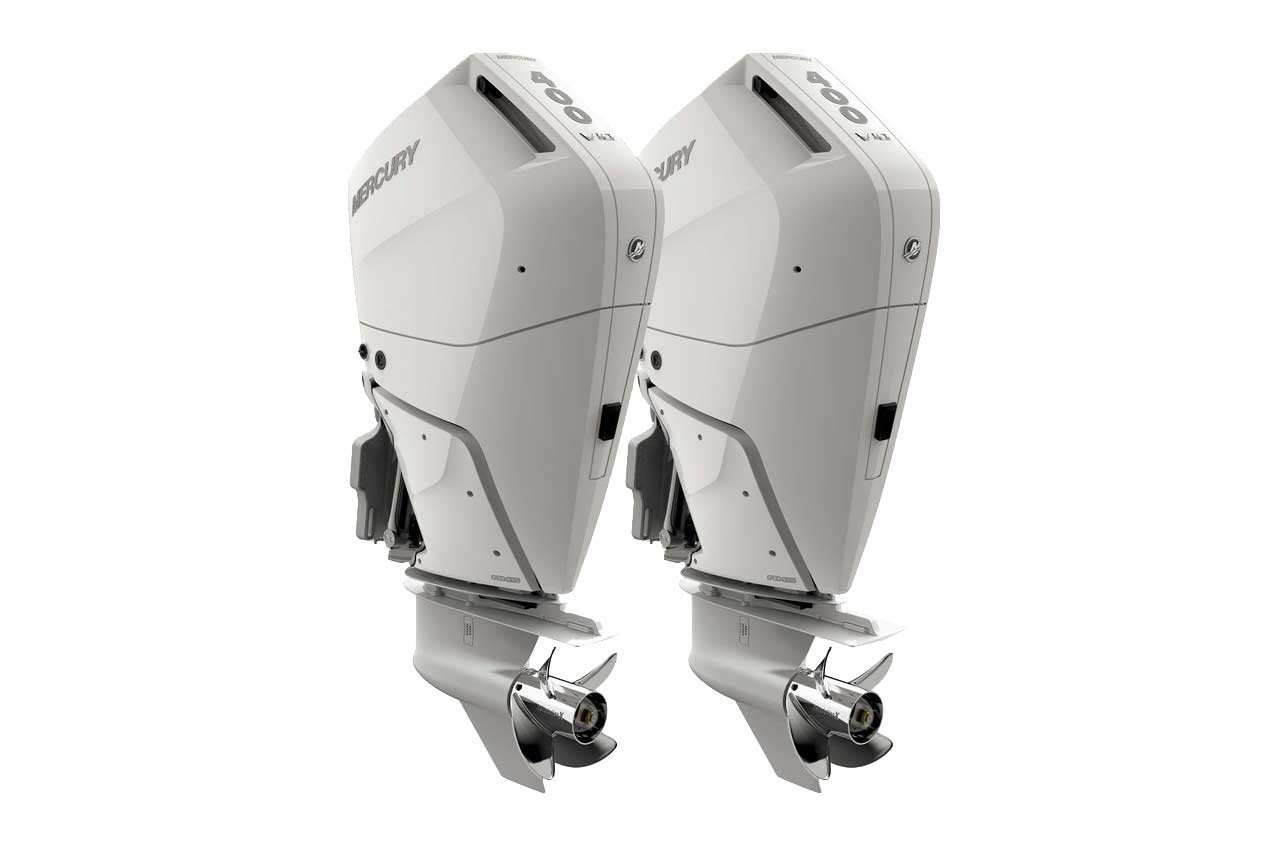 Twin-Mercury-400hp-Verado-White-V10-Outboards-twin-view-400XL-400CXL Twin Mercury 400hp Verado White V10 Outboards | 400XL & 400CXL - Image 1